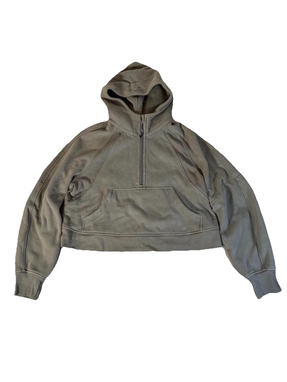 Lululemon Hoodie Women’s M/L Scuba Half‎ Zip Oversized Cropped Green EUC
